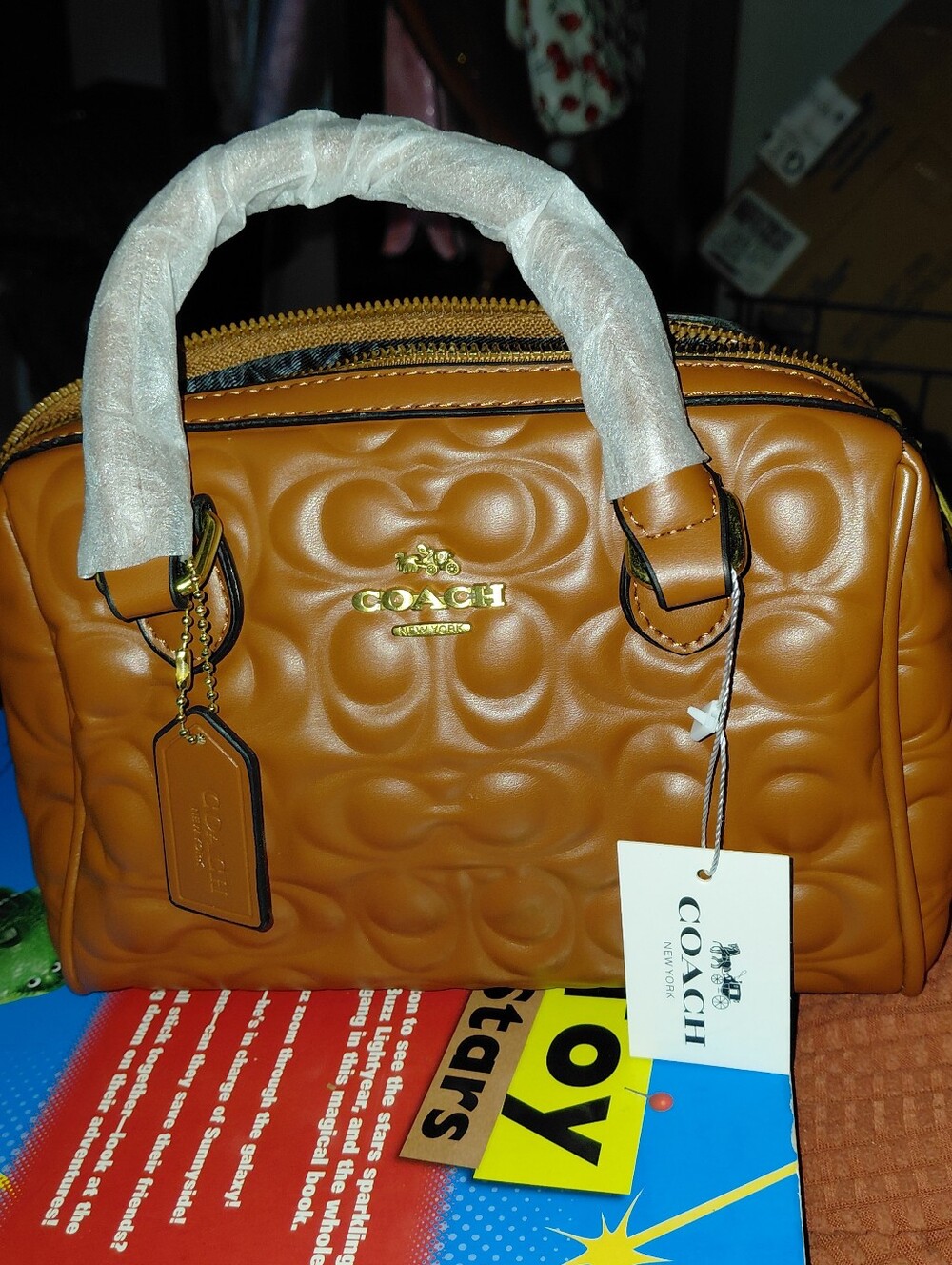 Coach Quilted Satchel in Caramel Brown with Gold Hardware